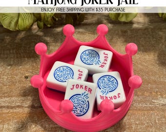 Support pour joker Mahjong | Plateau pour tuiles en couronne | Prison du Joker de Mahjong | Cadeau de mahjong imprimé en 3D | Accessoire pour soirée jeux
