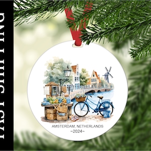 Personalized Netherlands Ornament, Netherlands Ornament Gift, Christmas Gift for Friends, Netherlands Keepsake, Netherland Trip, Christmas