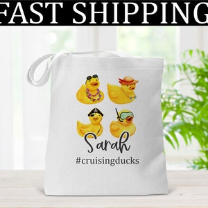 LANBAIHE You've Been Ducked Bag, Duck Duck Tote Bag, Purse For Duck Lovers,  Yellow Duck Carrying Sack, Rubber Duck Bag, Carryall, Natural Canvas Tote