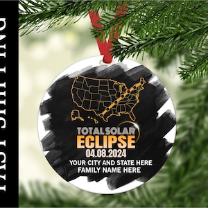 Total Solar Eclipse Ornament, Solar Eclipse Ornament, Total Solar Eclipse Gift, solar Eclipse Keepsake, Solar Eclipse, Eclipse Gift