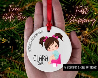 Personalized Potty Training Christmas Ornament, Potty Training Ornament, Potty Trained Milestone, Potty Training Gift, Potty Training