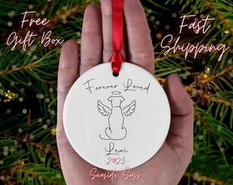 Personalized Dog Memorial Ornament - Dog Memorial Gift, Dog Sympathy Gift, Loss of Dog, Pet Loss Gift, Dog with Wings Ornament, Dog Ornament