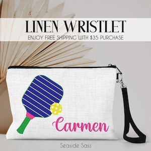 Personalized Pickleball Bag, Personalized Pickleball Make Up Bag, Custom Pickleball Toiletry Bag, Pickleball Gift Ideas, Pickleball Wristlet