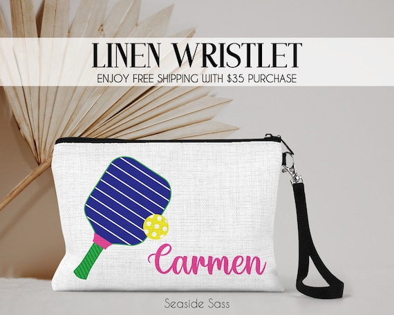 Personalized Pickleball Bag, Personalized Pickleball Make Up Bag, Custom Pickleball Toiletry Bag, Pickleball Gift Ideas, Pickleball Wristlet