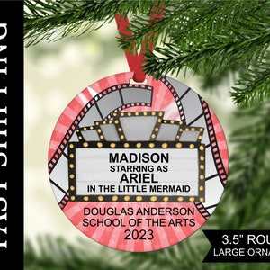 Theater ornament, Actor Actress Ornament, Personalized Broadway Ornament, Personalized now Playing Ornament, Personalized Marquee Ornament