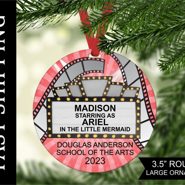 Theater ornament, Actor Actress Ornament, Personalized Broadway Ornament, Personalized now Playing Ornament, Personalized Marquee Ornament