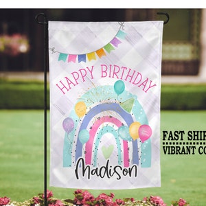 Personalized Happy Birthday Flag, Personalized Birthday Flag, Birthday Party Flag, Birthday Garden Flag, Birthday Garden Flag