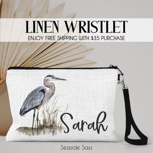 Blue Heron Gifts, Blue Heron Lover, Blue Heron Cosmetic Bag, Linen Pouch, Blue Heron, Blue Heron Pouch