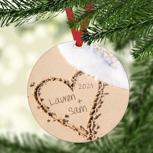 just married ornament, wedding ornament, first Christmas married, wedding gift, just married gift, personalized wedding gift, beach ornament