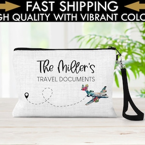 Cartera de viaje personalizada, Portadocumentos de viaje personalizado, Portapasaporte personalizado, Portapasaporte familiar