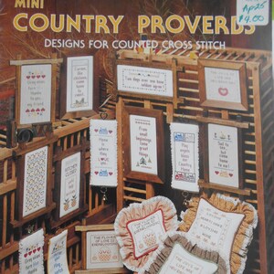 Mini Country Proverbs, Crabtree, Pattern Leaflet, 1984