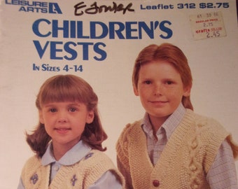 Children's Vests, Leisure Arts, Pattern Leaflet #312, 1984