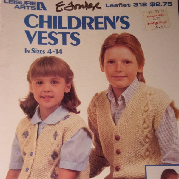 Children's Vests, Leisure Arts, Pattern Leaflet #312, 1984