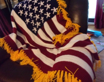 SALE!! Handmade Stars & Stripes Afghan, Free Shipping