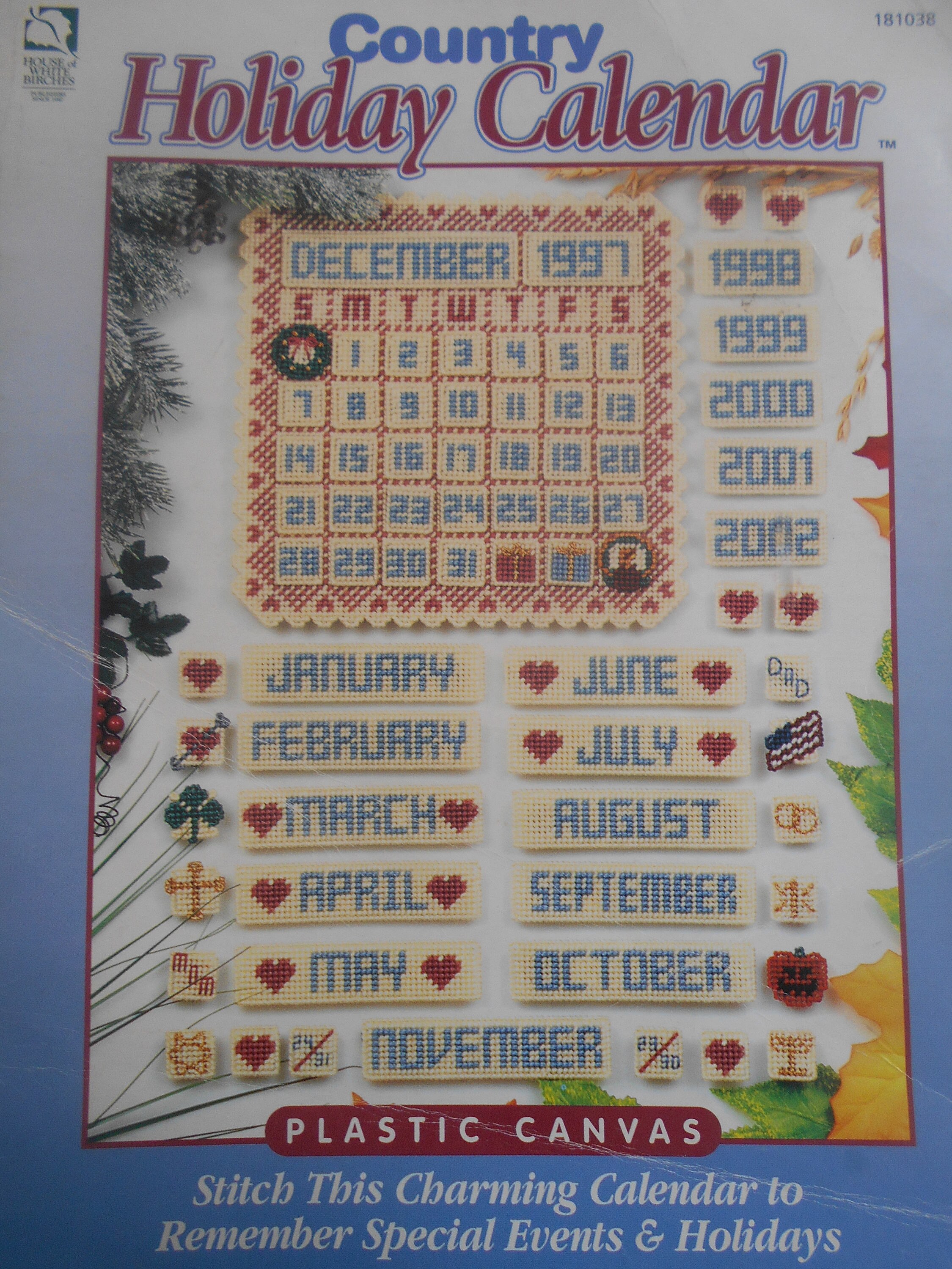 SALE Country Holiday Calendar, White Birches, Pattern Leaflet 181038, 1997  - Etsy