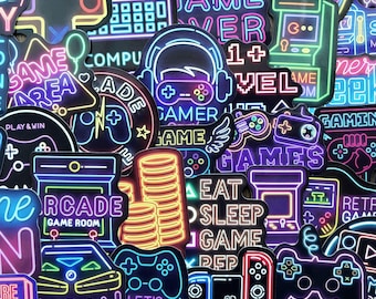 Neon Gaming Inspired Vinyl Stickers