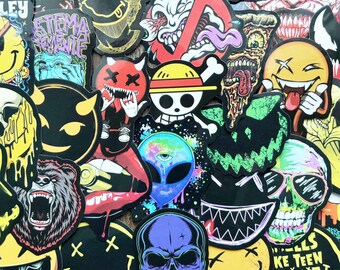Trippy Neon Inspired Vinyl Stickers