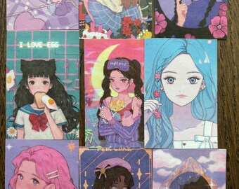 50 x Kawaii Heartbeat Romantic Japanese Washi Paper Stickers | Anime Manga Journaling