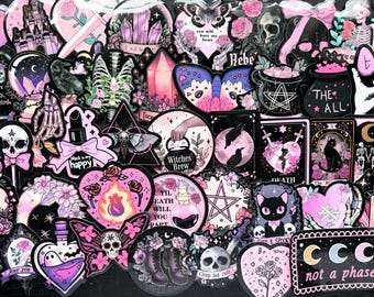 Pink Graffiti Skull Goth Vinyl Stickers | Emo Goth Alt Rock
