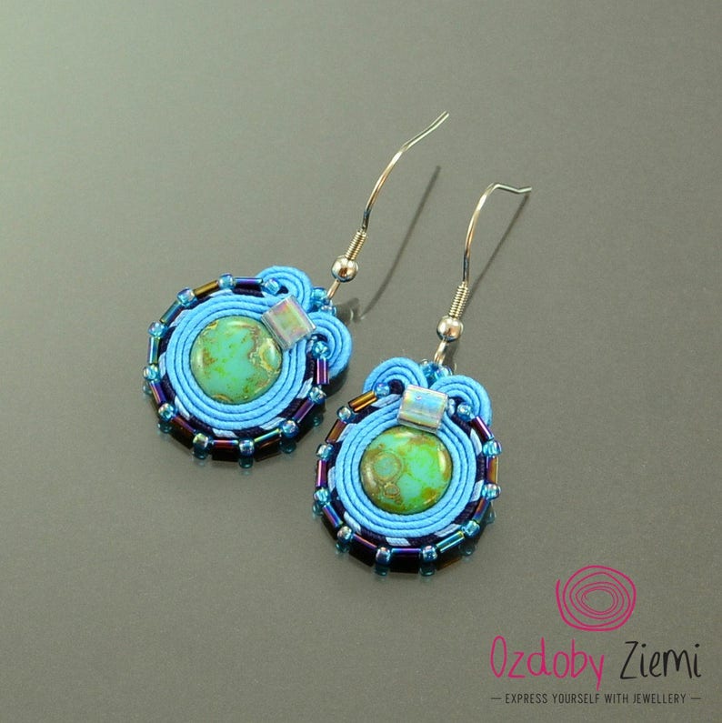 Small blue soutache earrings