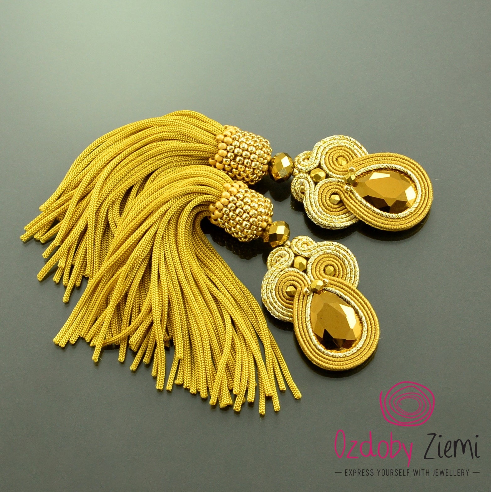 Gold Tassel Earrings Gold Fringe Earrings Gold Crystal Etsy