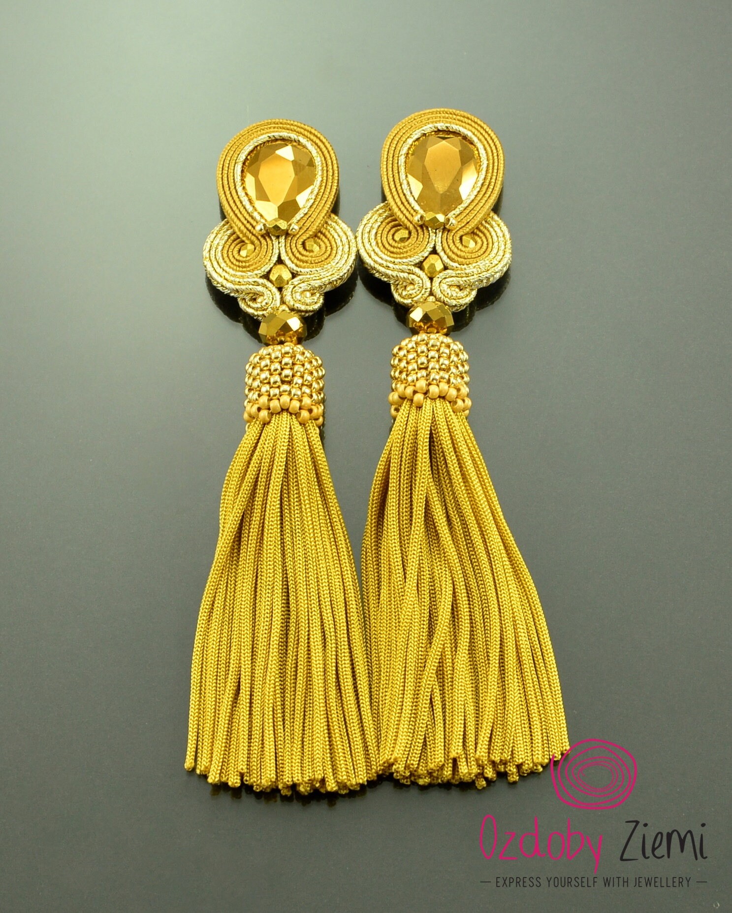 Gold Tassel Earrings Gold Fringe Earrings Gold Crystal Etsy