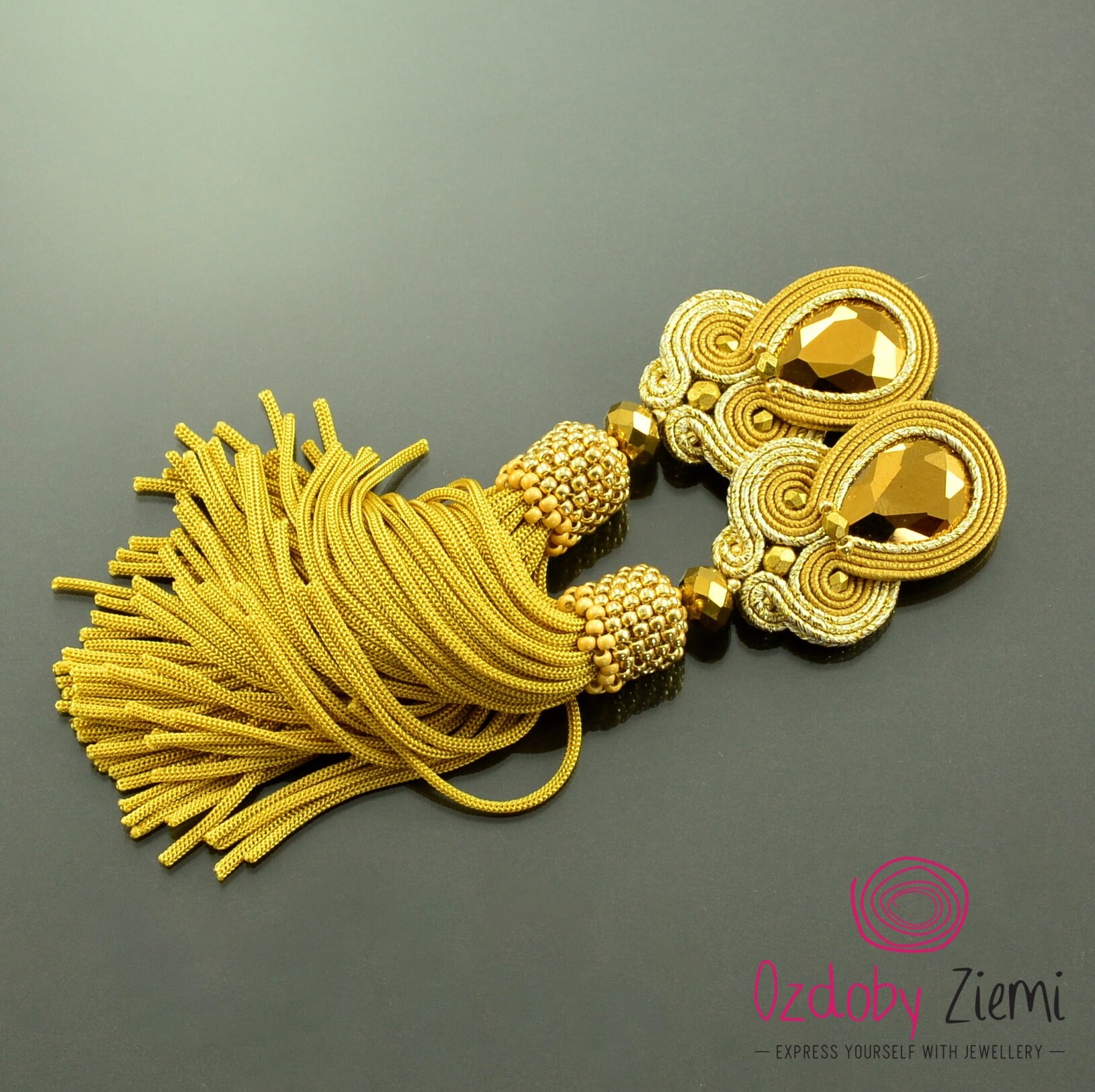 Gold Tassel Earrings Gold Fringe Earrings Gold Crystal Etsy