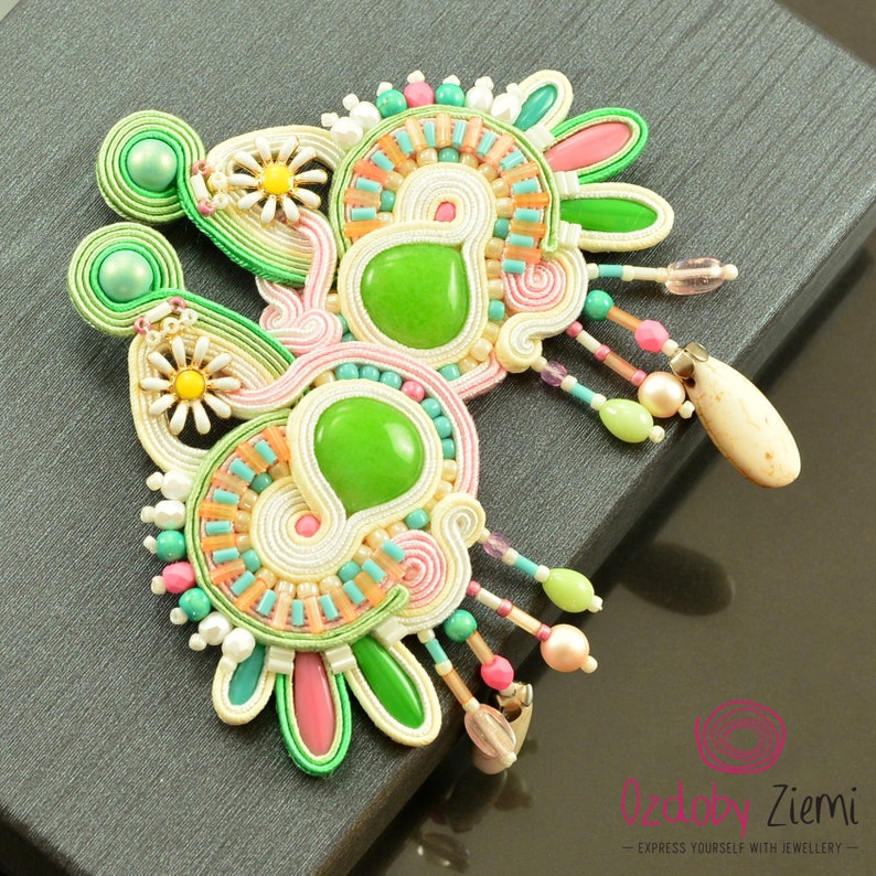 Big Pastel Statement Earrings Creamy Green and Pink Earrings Etsy