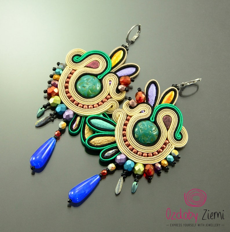 Big Colorful Earrings Colorful Statement Earrings Funky Etsy