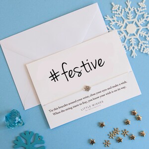 Pulsera de deseos con hashtag festivo, pulsera de la amistad navideña