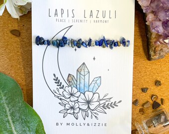 Personalised Crystal Chip Bracelet - Lapis Lazuli
