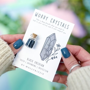 Cristales de obsidiana negra para la preocupación / Regalo simbólico / Recuerdo / Piedras para la preocupación / Cristal natural / Regalo considerado / Regalo para buzón