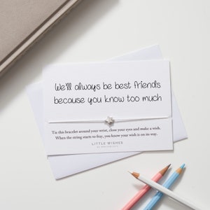 Wish Bracelet, friendship bracelet, birthday gift, funny birthday card, Wish bracelets, best friend gift, star bracelet, funny gift for her,