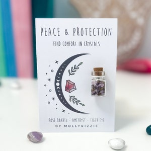 Frasco de cristales de paz y protección / Regalo simbólico / Recuerdo / Emoción / Cristal natural / Regalo considerado / Regalo para buzón
