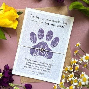 Pet Loss Pflanzliche Karte mit Wunsch Armband | Samenpapier | Pflanzlich Karte | Durchdachtes Geschenk | Geschenk Freundlichkeit