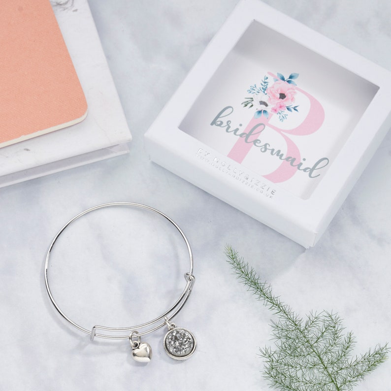 Personalised Bridesmaid Thank You Gift, Charm Bracelet image 1