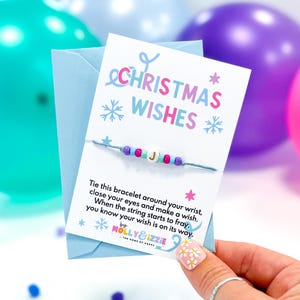Weihnachtswünsche Personalisiertes Mini Wunsch Armband | Strumpffüller | Machen Sie einen Wunsch | Geschenk Glück | Letterbox Geschenk