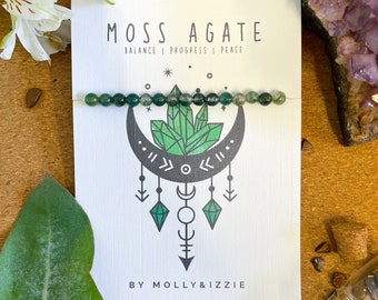 Personalised Crystal Bead Bracelet - Moss Agate