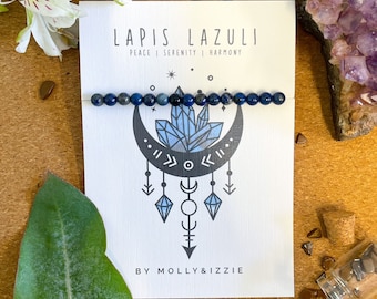 Personalised Crystal Bead Bracelet - Lapis Lazuli