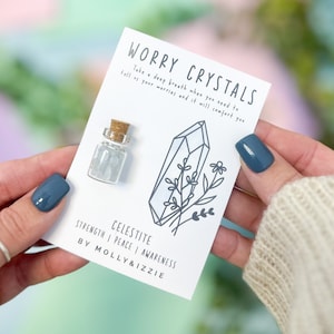 Celestit Sorgenkristalle | Token Geschenk | Andenken | Sorgen Steine | Natürlicher Kristall | Durchdachtes Geschenk | Letterbox Geschenk