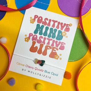 Pulsera de cristal ajustable - Mente Positiva, Vida Positiva
