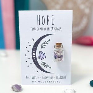 Frasco de Cristales de la Esperanza / Regalo simbólico / Recuerdo / Emoción / Cristal natural / Regalo considerado / Regalo para buzón