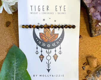 Personalised Crystal Bead Bracelet - Tiger Eye