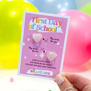 Corazones de cristal para el primer día de clases / Regalo simbólico / Recuerdo / Piedras de preocupación / Cristal natural / Regalo para buzón / Uno para ti, uno para mí