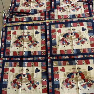 Rural Estate Quilter&#39;s Stash Honest Abe Vtg 1990&#39;s &quot;if friends were flowers.. Te elegiría&quot; Juego de 8 bloques de colcha Cheater Quilt Fabric 45x68