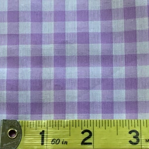 Vintage 1980&#39;s Lavender Gingham Cotton Poly Fabric FQ 18&quot;x 22&quot;/more Dolls Baby Rural Estate Quilter&#39;s Stash Winner Winner Chicken Dinner