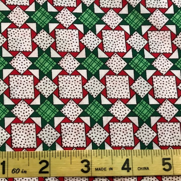 Rural Estate Quilter's Stash Trifecta Christmas in August Oakhurst Signature Classics Red Green Christmas Geometric Cotton Fabric 12"x 44"