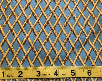 Rural Estate Quilter&#39;s Stash Peon&#39;s Pole Barn Cranston Basket Weave on Blue Cotton Quilting Decor Mask Fabric Fat Quarter 18&quot;x 22&quot;