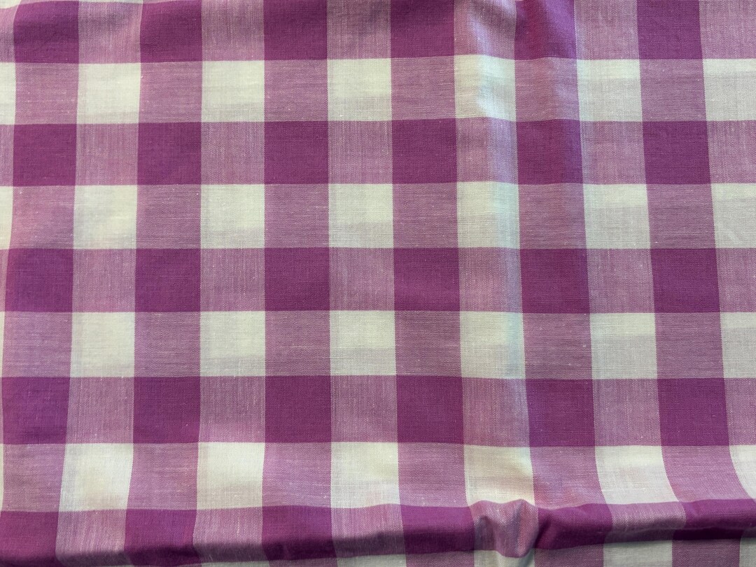 1960's Light Purple All Cotton Large Check Gingham Fabric FQ 18
