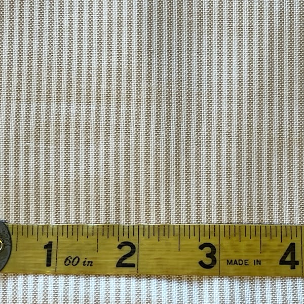 Vintage Beige Ivory Pinstripe Cotton Blend Dress Fabric FQ 18"x 22"/more Rural Estate Quilter's Stash Honest Abe